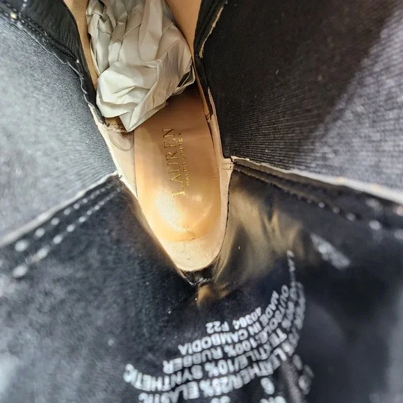 Lauren Ralph Lauren Mylah Stretch Metallic Ankle Boots Womens Size 8B NEW No Box